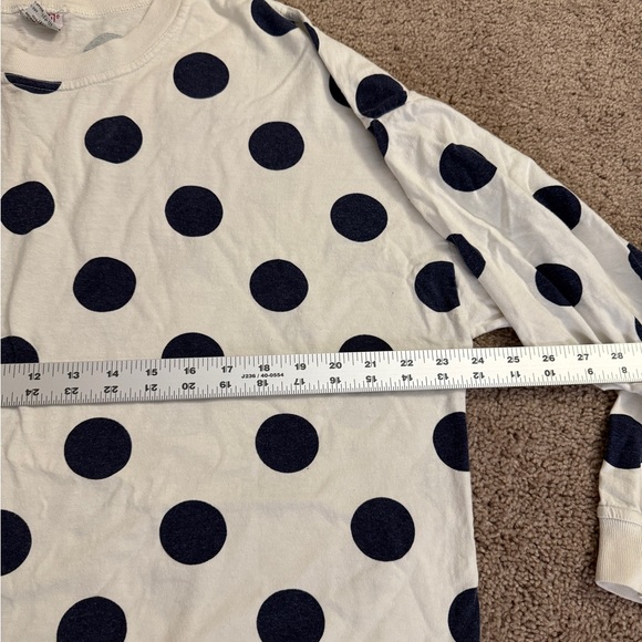 Vintage Bongo Shirt Women size Large Navy PolkaDot Cotton Casual Long Sleeve - Picture 12 of 16